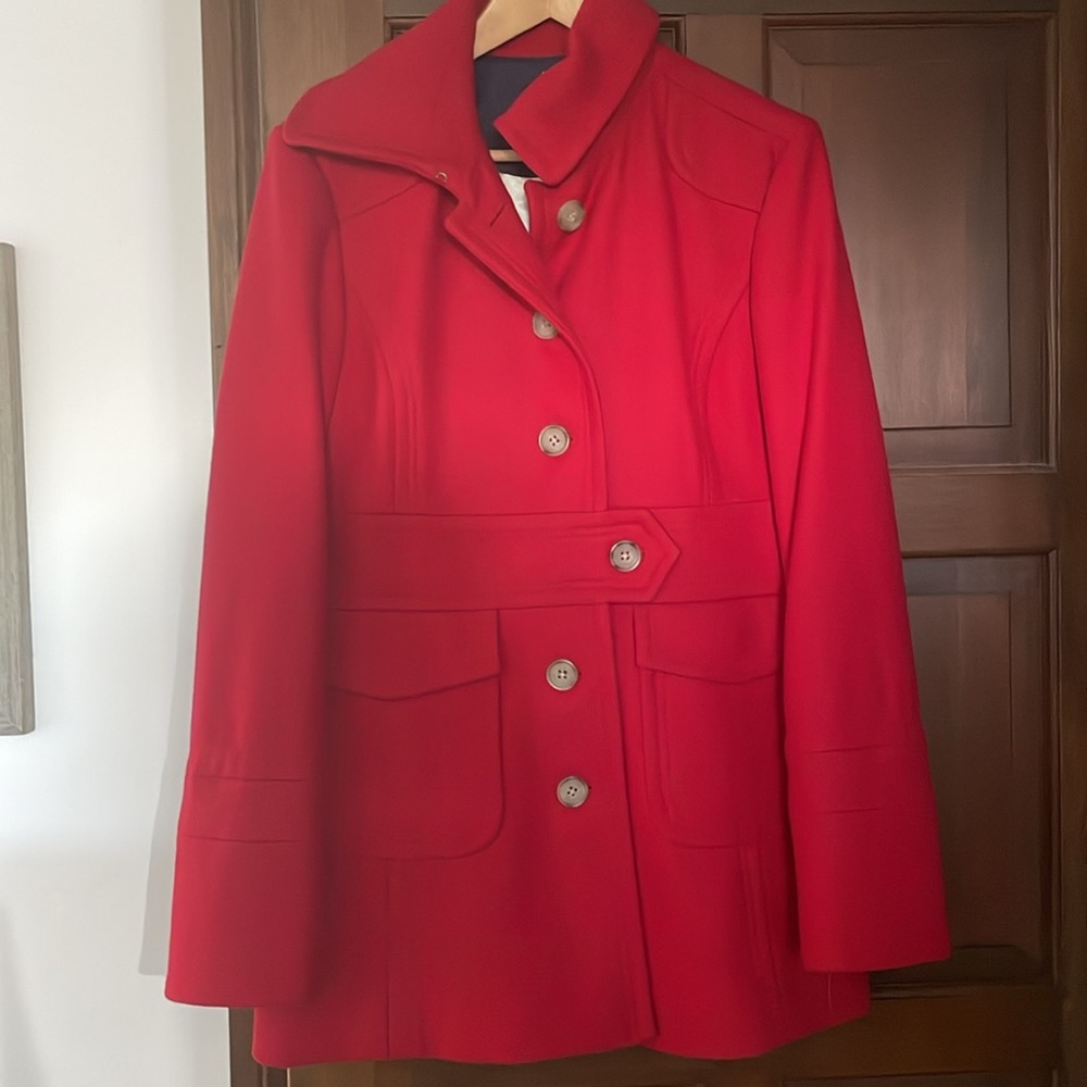 J. Crew Vibrant Red Pea Coat